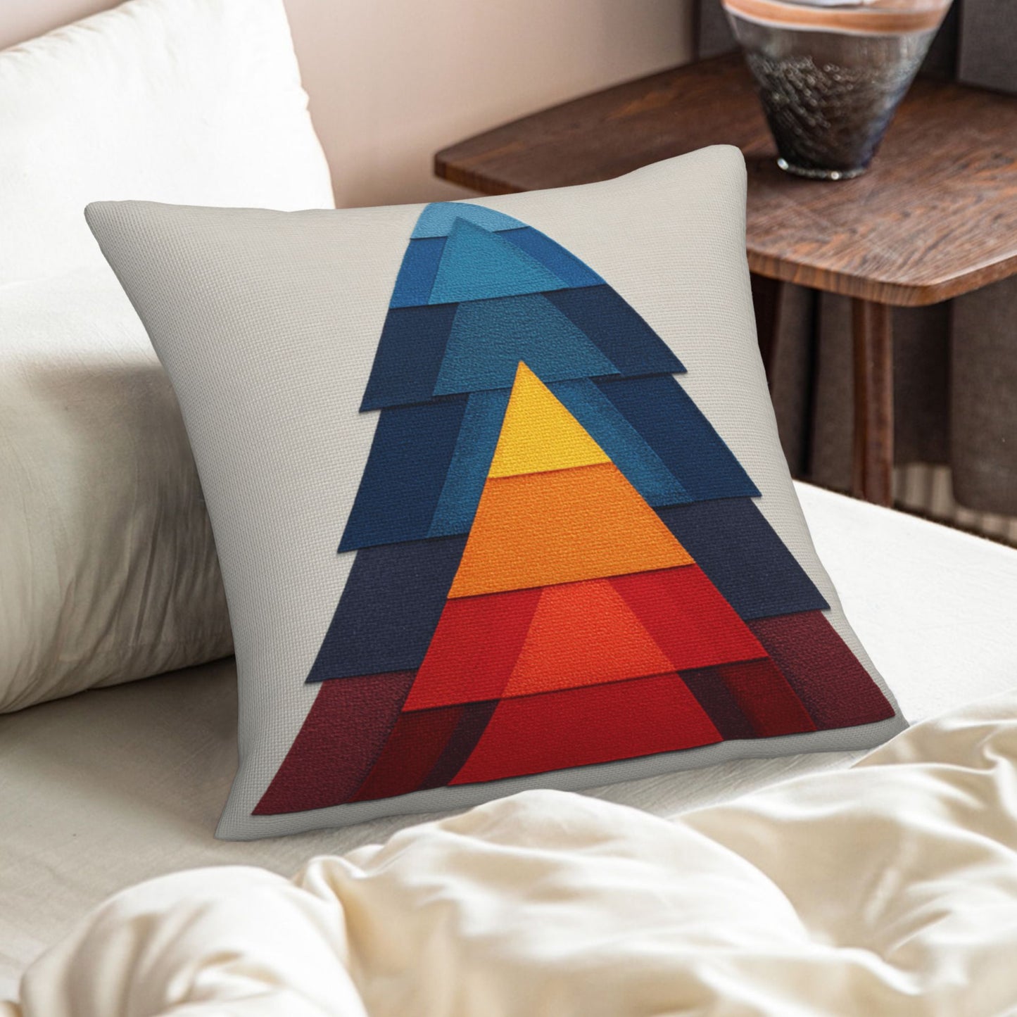 Geometric Layered Colorful Triangle Decorative Throw Pillow