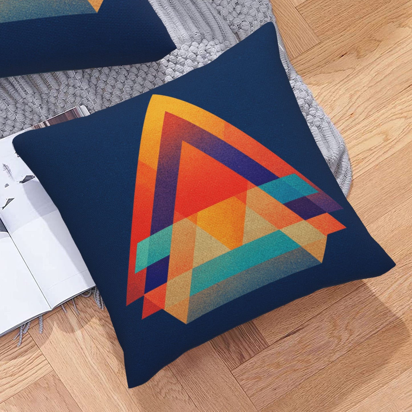 Modern Geometric Throw Pillow Cover – Colorful Triangle Art Design