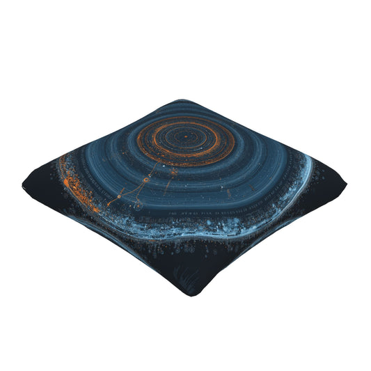 Geometric Sci-Fi Ripple Decorative Throw Pillow – Deep Blue Cosmic Energy Design