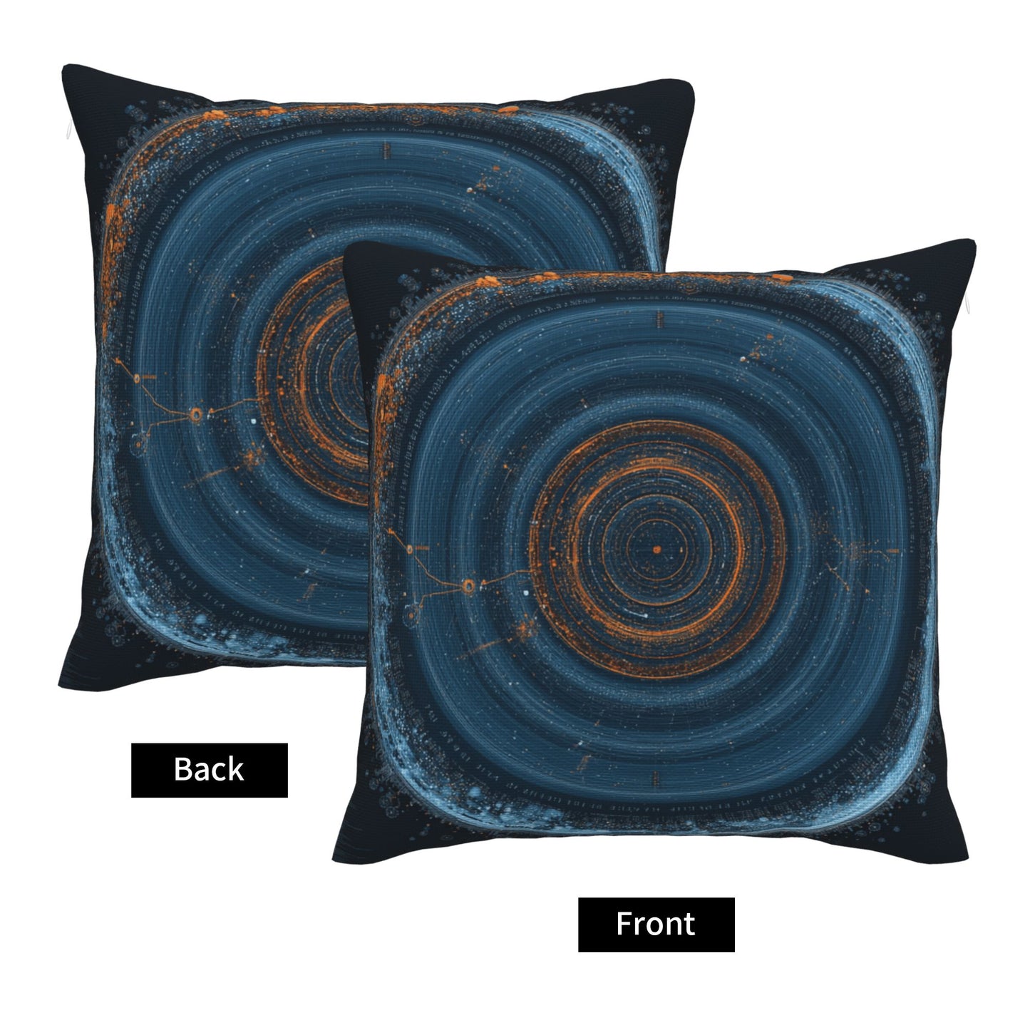 Geometric Sci-Fi Ripple Decorative Throw Pillow – Deep Blue Cosmic Energy Design