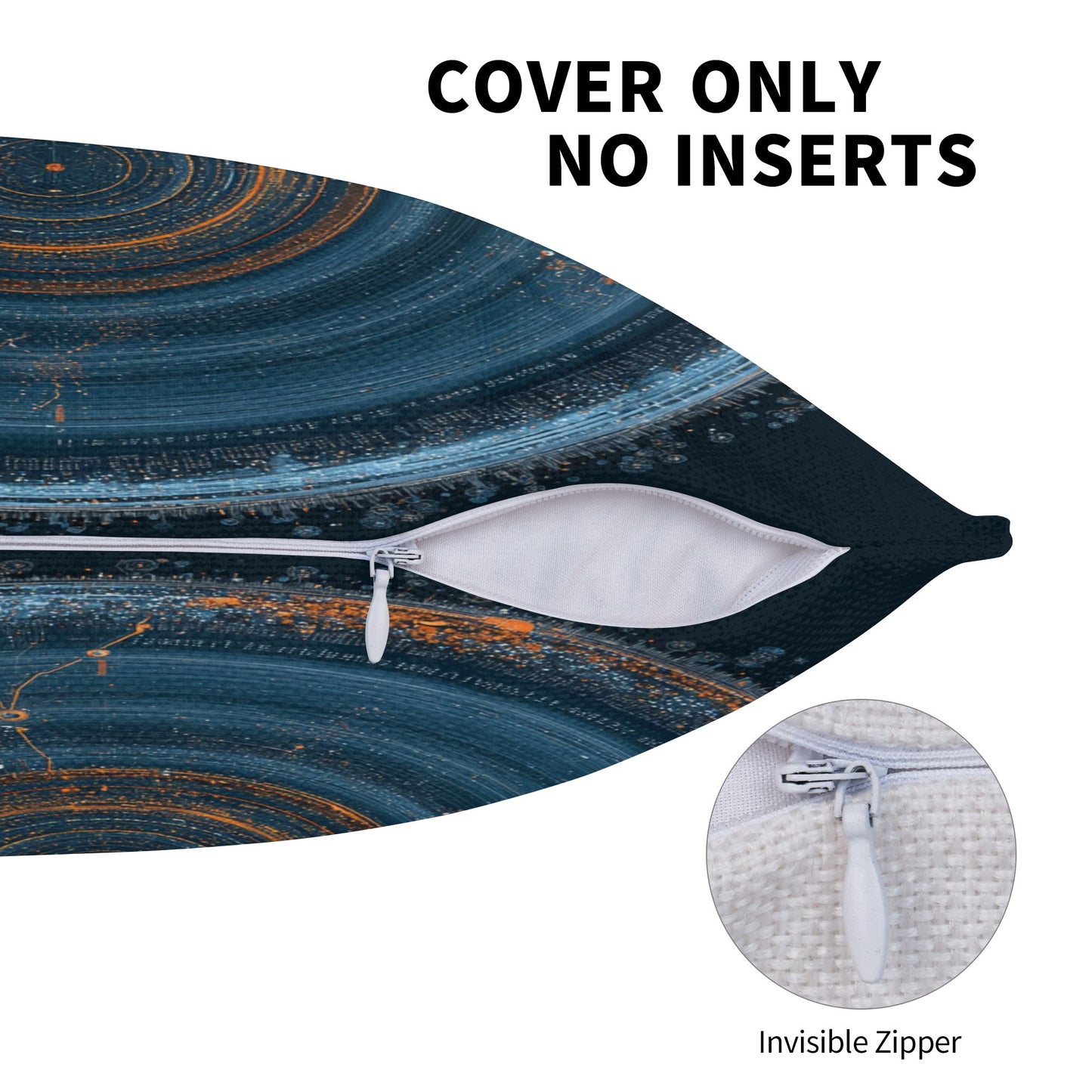 Geometric Sci-Fi Ripple Decorative Throw Pillow – Deep Blue Cosmic Energy Design
