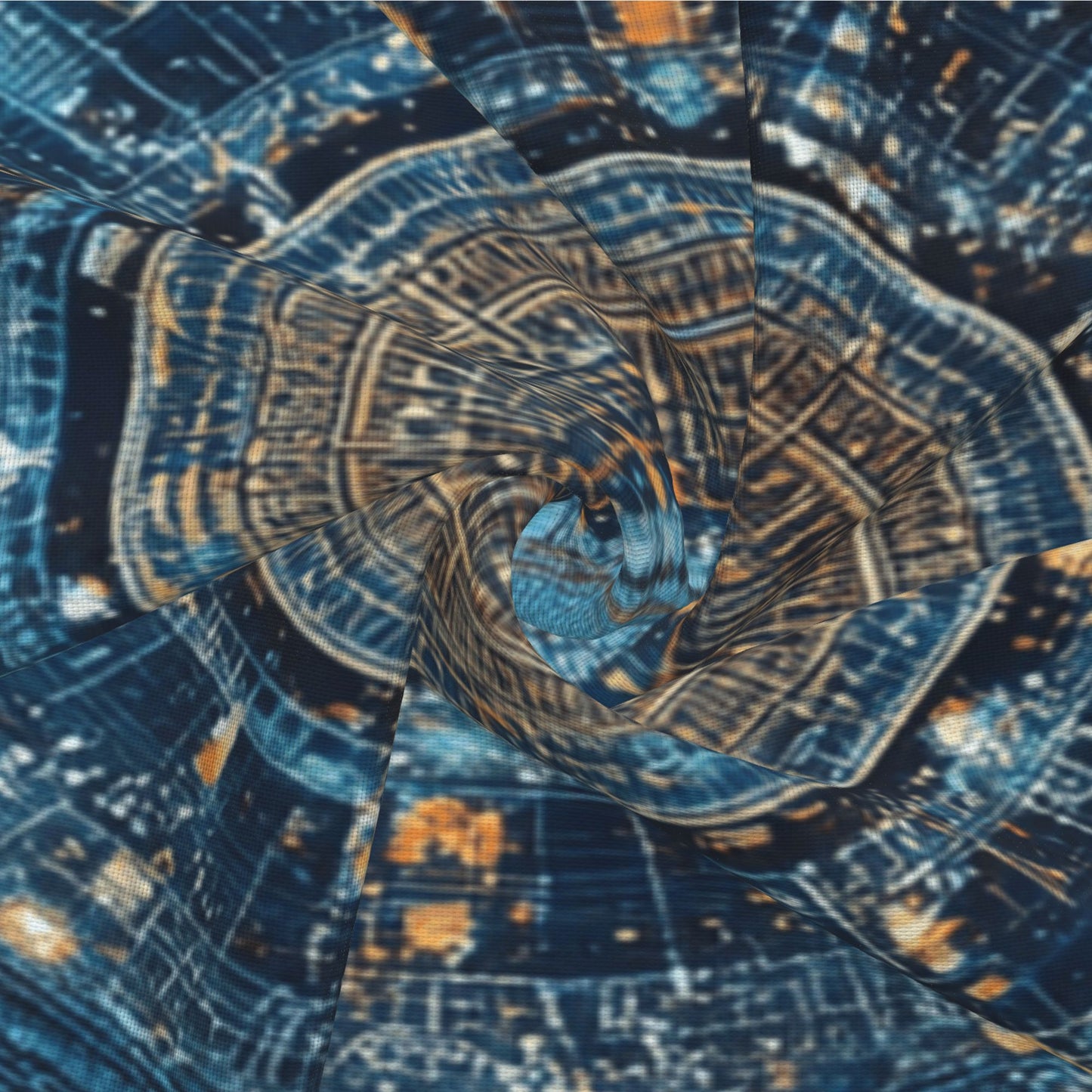 Sci-Fi Futuristic Geometric Energy Core Pillow – Deep Blue Cosmic Pattern Cushion