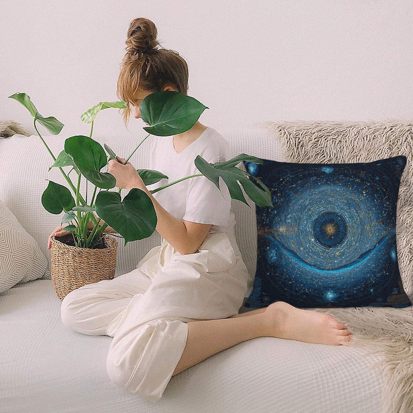 Cosmic Starfield Decorative Pillow – Galaxy Art Design Cushion for Home & Sofa