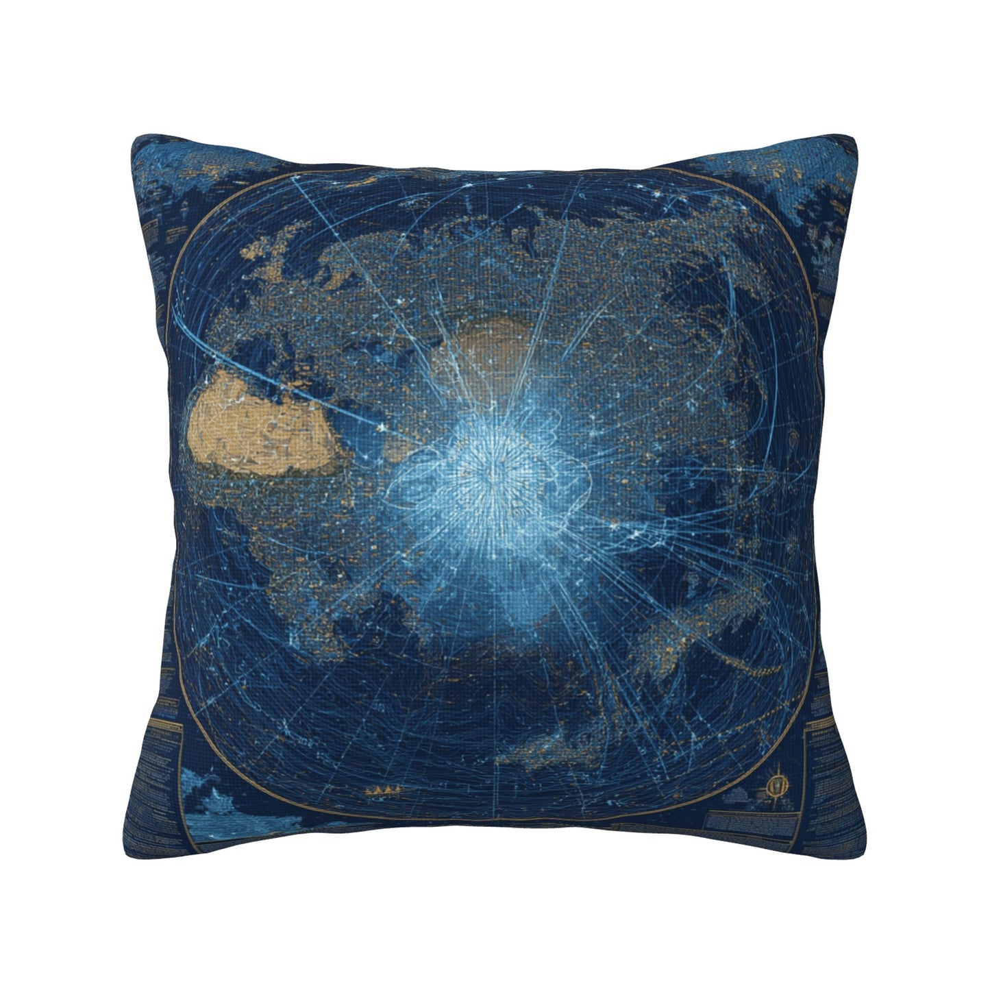 Galaxy World Map Geometric Throw Pillow – Blue Cosmic Design Decorative Cushion