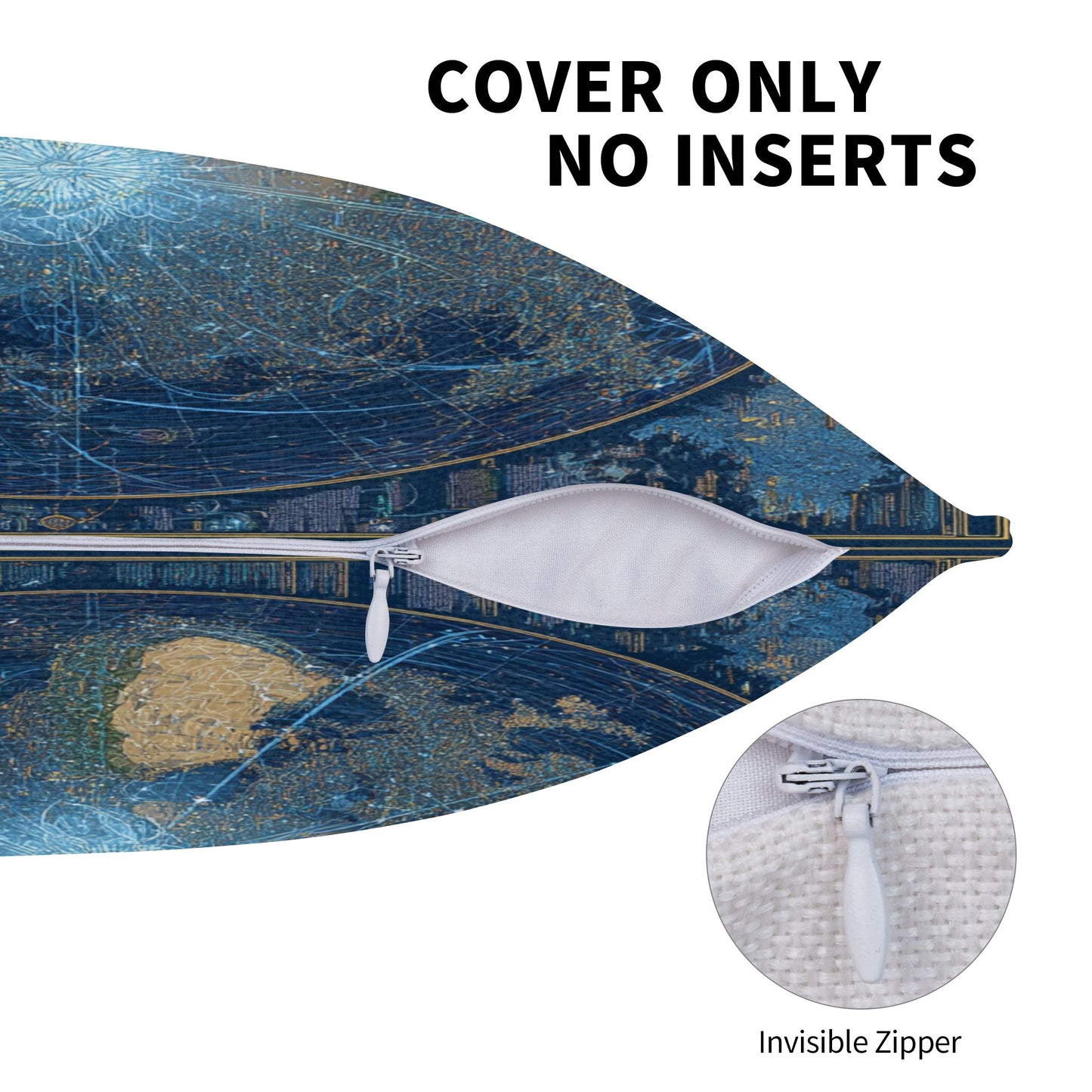 Galaxy World Map Geometric Throw Pillow – Blue Cosmic Design Decorative Cushion