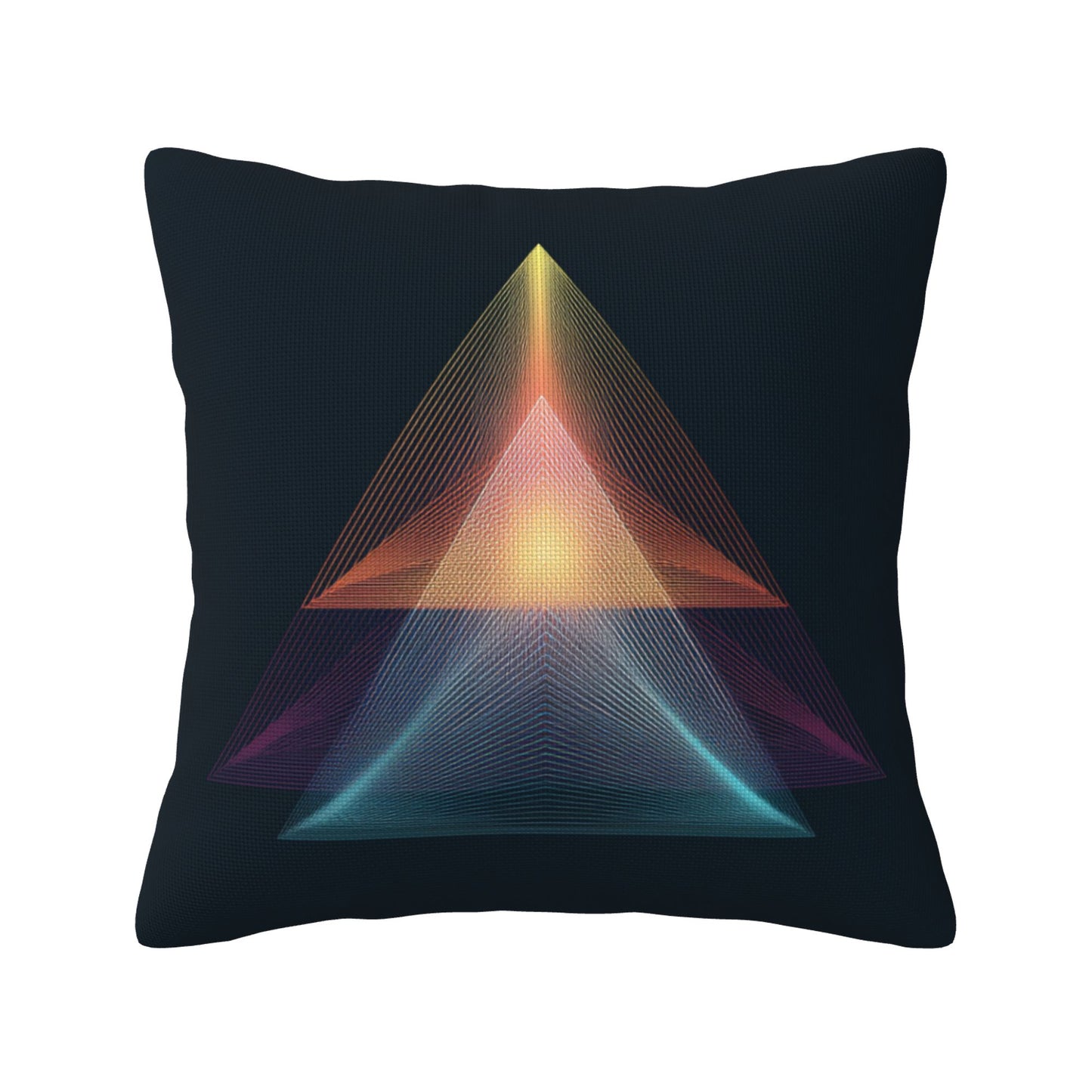 Geometric Neon Pyramid Art Cushion – Modern Decorative Throw Pillow