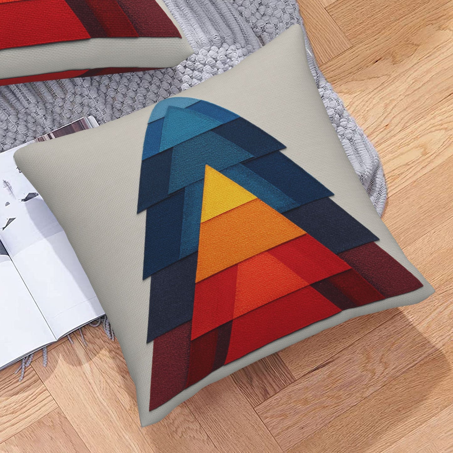 Geometric Layered Colorful Triangle Decorative Throw Pillow