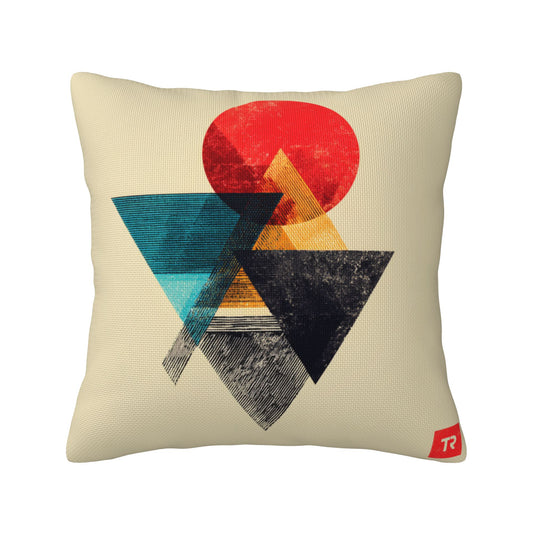 Geometric Abstract Decorative Pillowcase – Retro Circle & Triangle Pattern Cushion