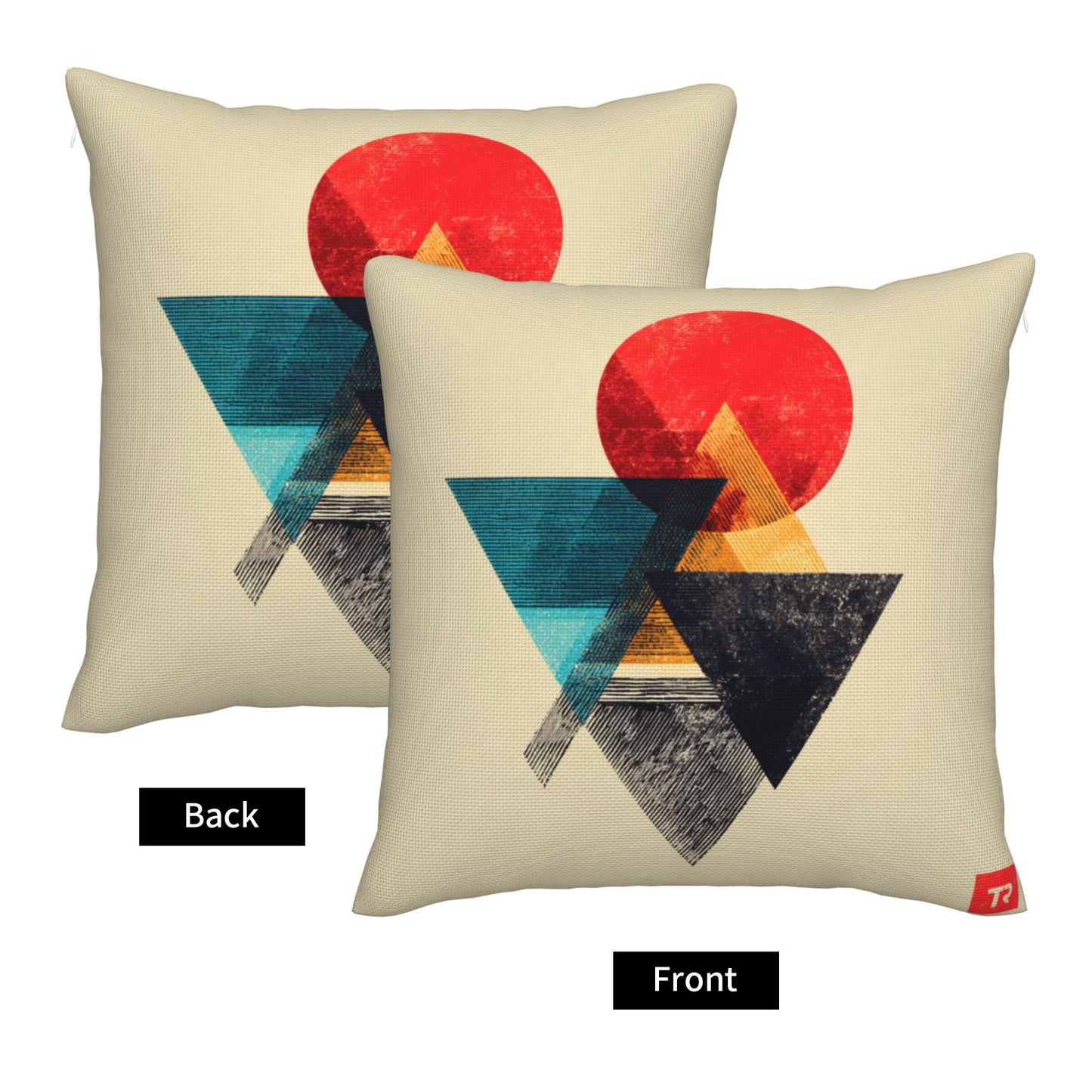 Geometric Abstract Decorative Pillowcase – Retro Circle & Triangle Pattern Cushion