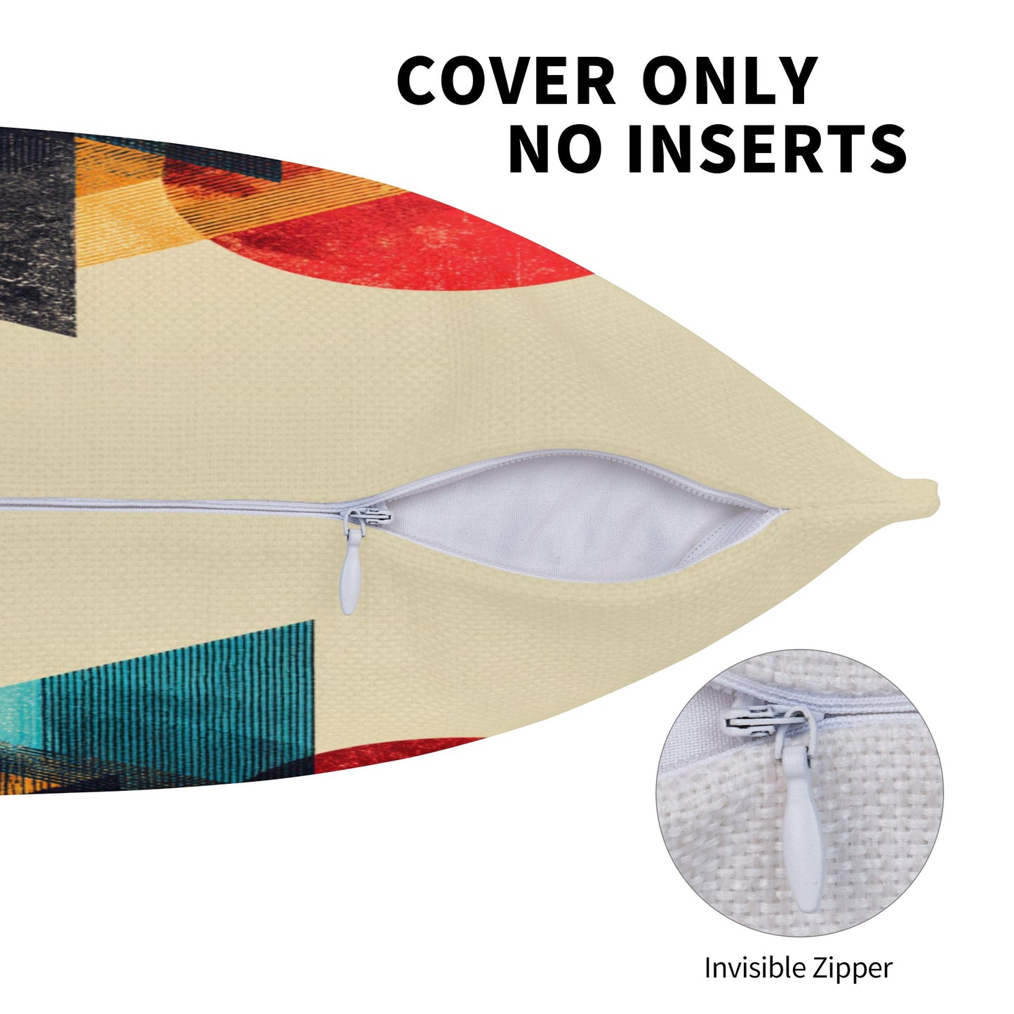 Geometric Abstract Decorative Pillowcase – Retro Circle & Triangle Pattern Cushion