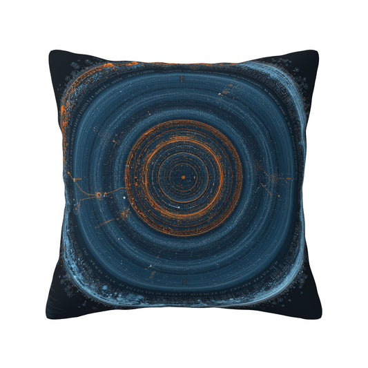 Geometric Sci-Fi Ripple Decorative Throw Pillow – Deep Blue Cosmic Energy Design